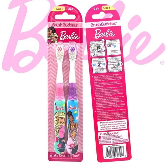 Barbie Toothbrush lot 3pc Set with Cup & Cover 2 pk Brush buddies Tooth Brush - Picture 5 of 6